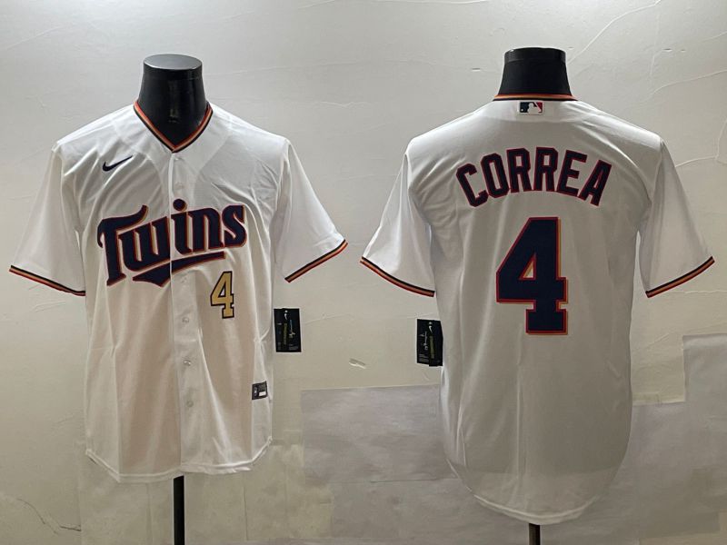 Men Minnesota Twins #4 Correa White Game 2025 Nike MLB Jersey style 4->baltimore ravens->NFL Jersey